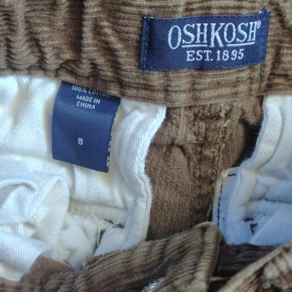 OshKosh B’Gosh Boys Size 6 Brown Corduroy Cargo Pants Adjustable Waist